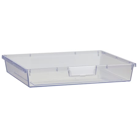 Bin, Tray, Tote, Clear, High Impact Polystyrene, 18.50 In W, 3 In H